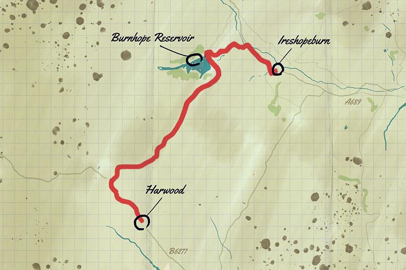 Grasshills Causway, Condado de Durham mapa da trilha