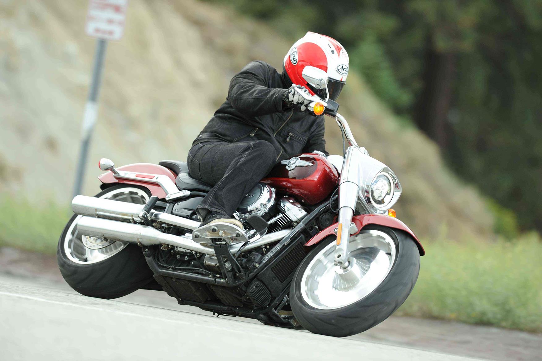 fat boy on motorbike