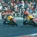 Kenny Roberts and Barry Sheene racing together in 1981