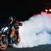 Performing a rolling burnout on the KTM 1290 Super Duke R Evo
