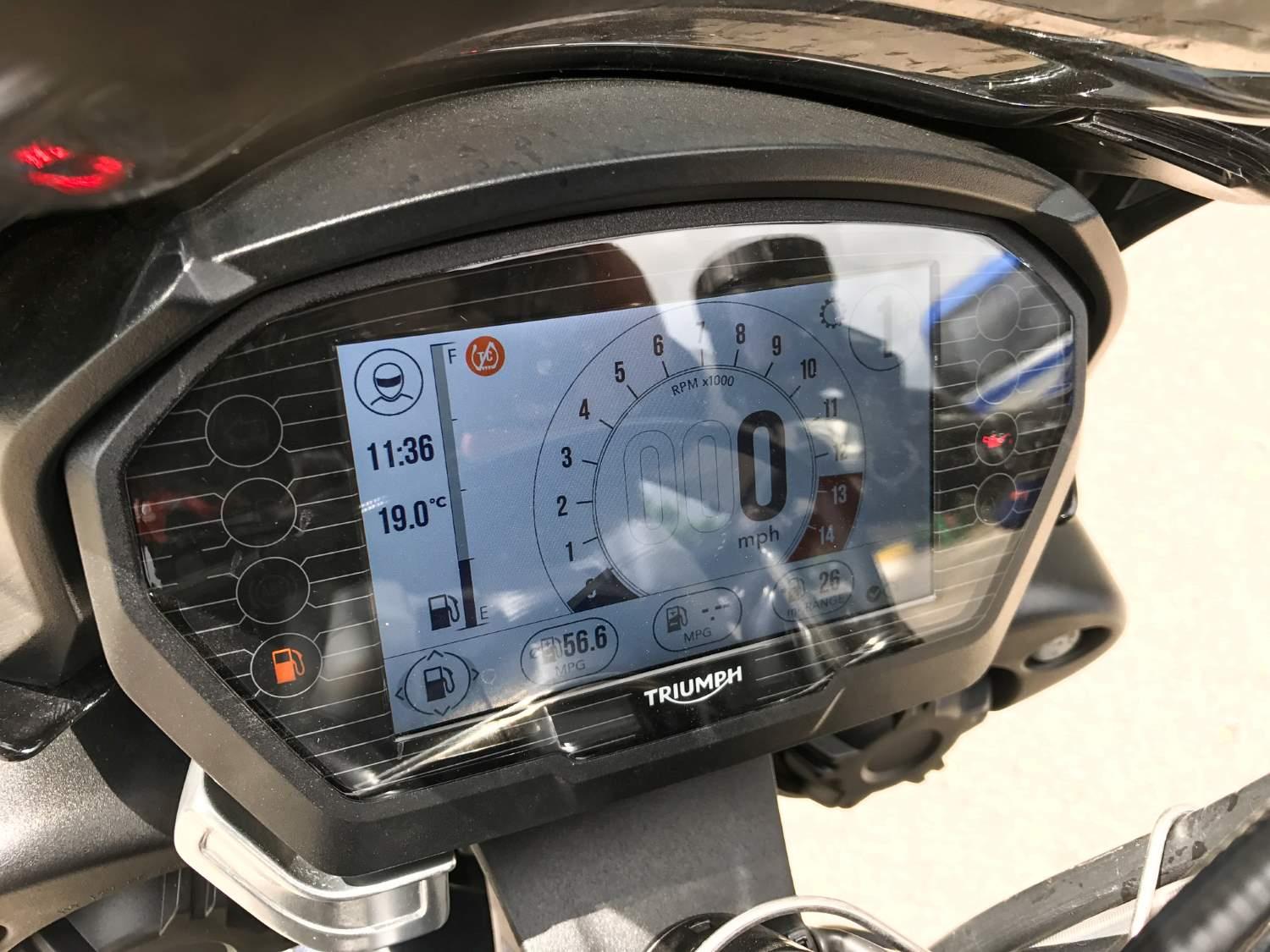 Happy with 56.6mpg return on the motorways Triumph Street Triple 765 RS MPG