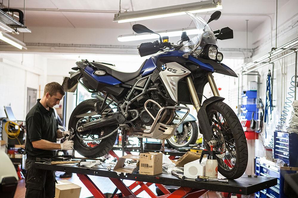 Motorcycle in the workshop