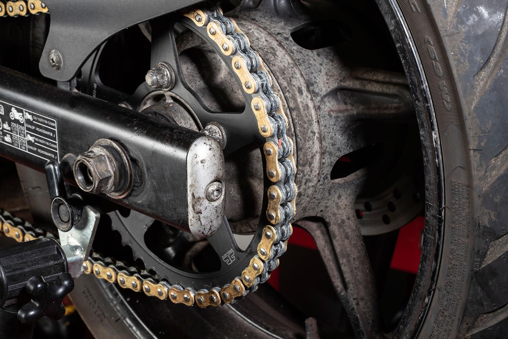 The new chain and sprockets fitted The new chain and sprockets fitted