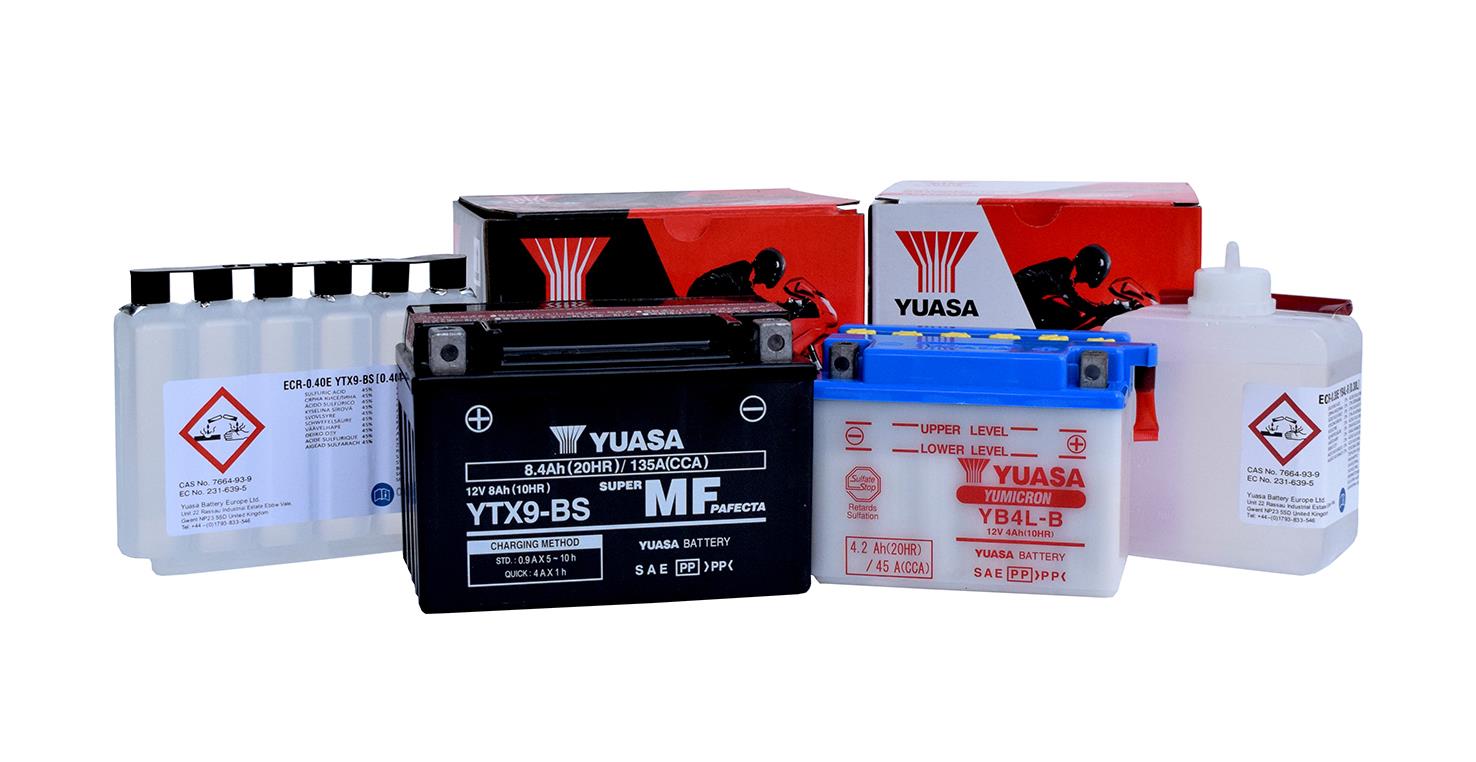 Yuasa offer a range of motorcycle batteries Yuasa offer a range of motorcycle batteries