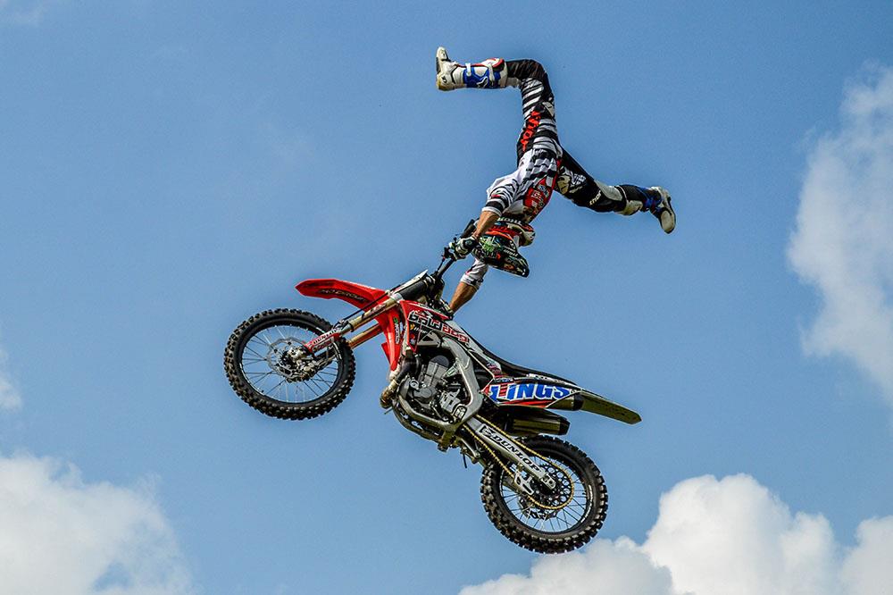 A member of the Bolddog FMX team in action A member of the Bolddog FMX team in action