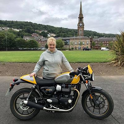 Previous competition winner, Lynsey, won a Triumph Street Cup Previous competition winner, Lynsey, won a Triumph Street Cup