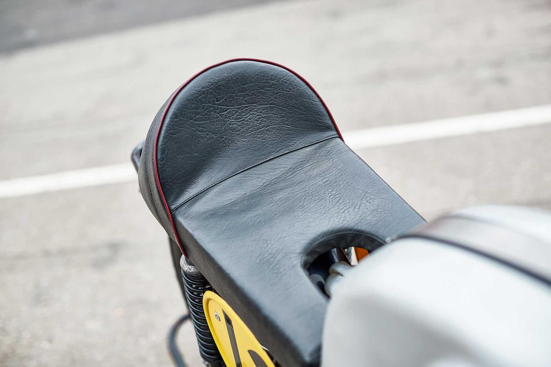 The seat of the Manx Norton can't be felt at all once you're on it The seat of the Manx Norton can't be felt at all once you're on it