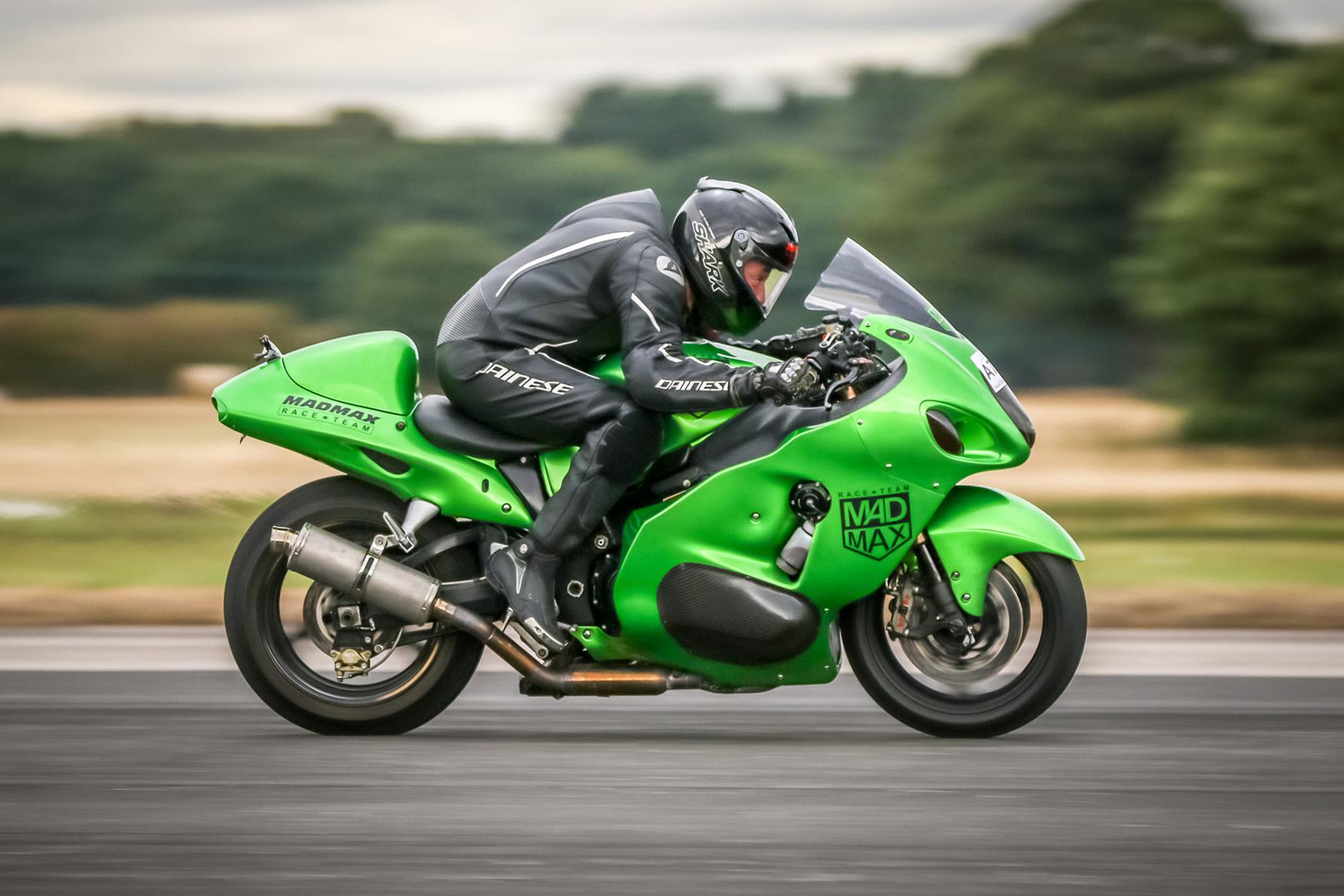 Zef Eisenberg riding his 350bhp Suzuki Hayabusa on tarmac Zef Eisenberg riding his 350bhp Suzuki Hayabusa on tarmac