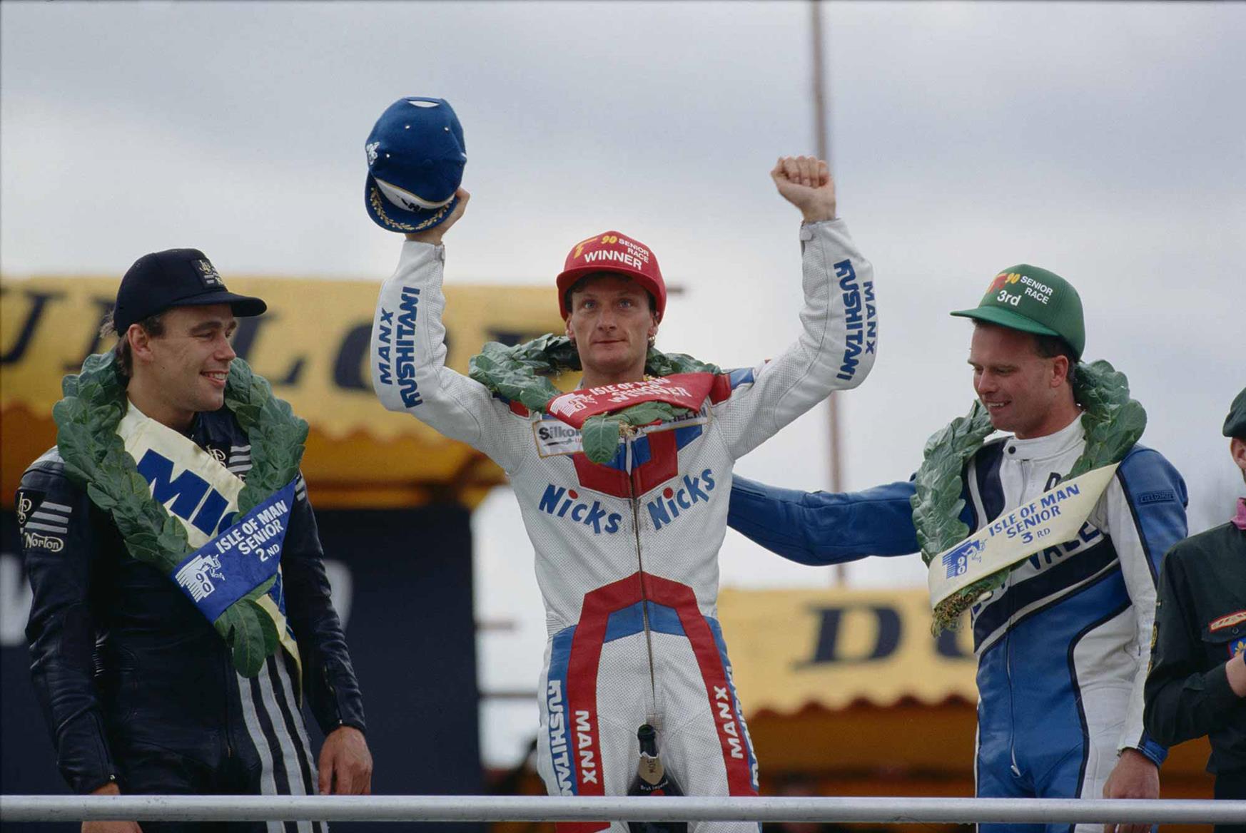 The 1990 Senior TT podium The 1990 Senior TT podium
