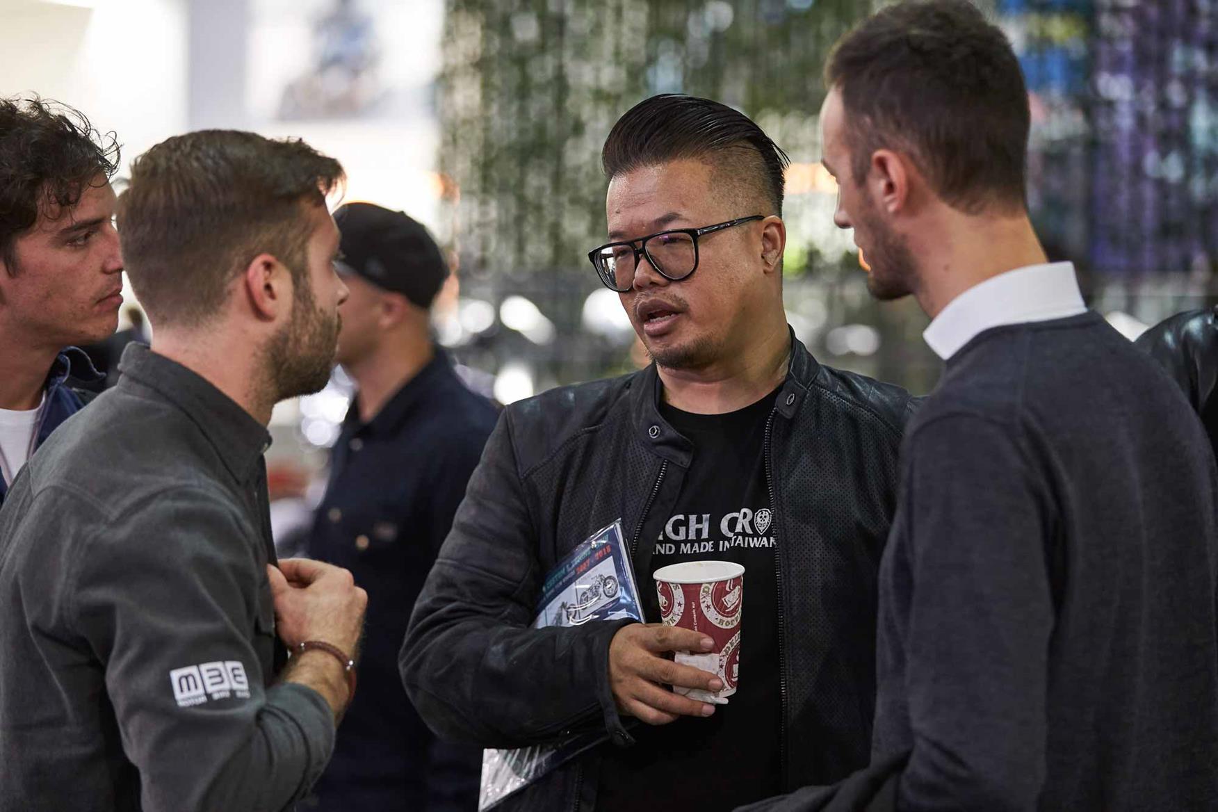 Winston Yeh talks through the bike at Eicma Winston Yeh talks through the bike at Eicma