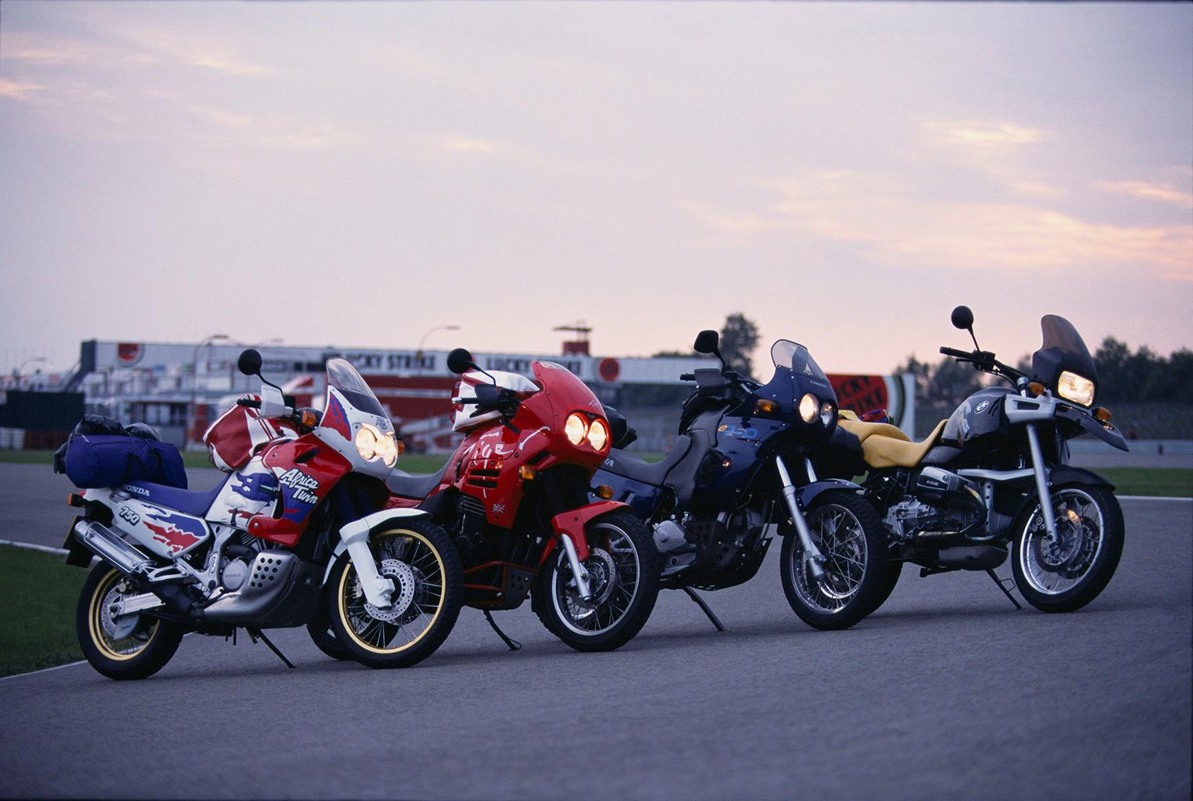 Honda Africa Twin, Triumph Tiger, Cagiva Elefant and BMW F800GS Honda Africa Twin, Triumph Tiger, Cagiva Elefant and BMW F800GS