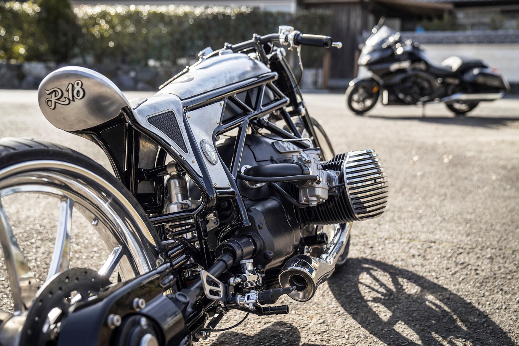 BMW K1600B appears in the background of a shot with the custom BMW K1600B appears in the background of a shot with the custom