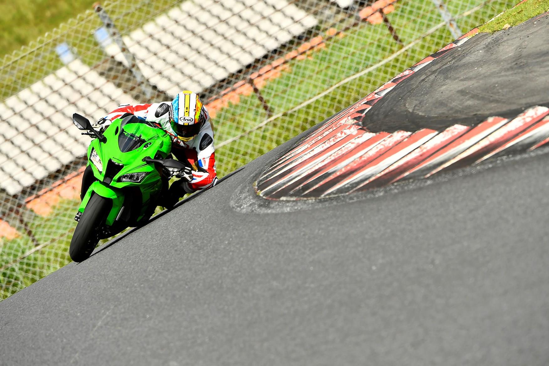 MCN's Adam Child gets his elbow down on the Kawasaki ZX-10RR MCN's Adam Child gets his elbow down on the Kawasaki ZX-10RR