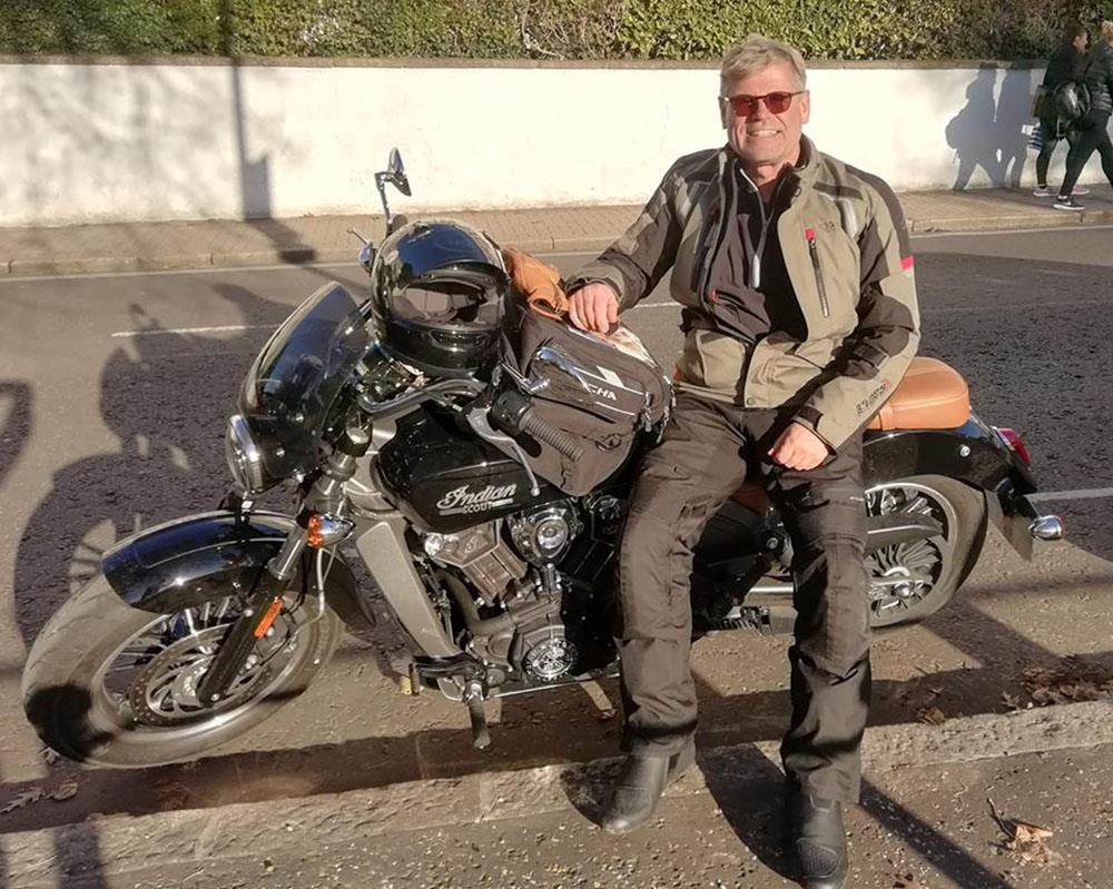 Jess Nelson with his Indian Scout 1200 Jess Nelson with his Indian Scout 1200