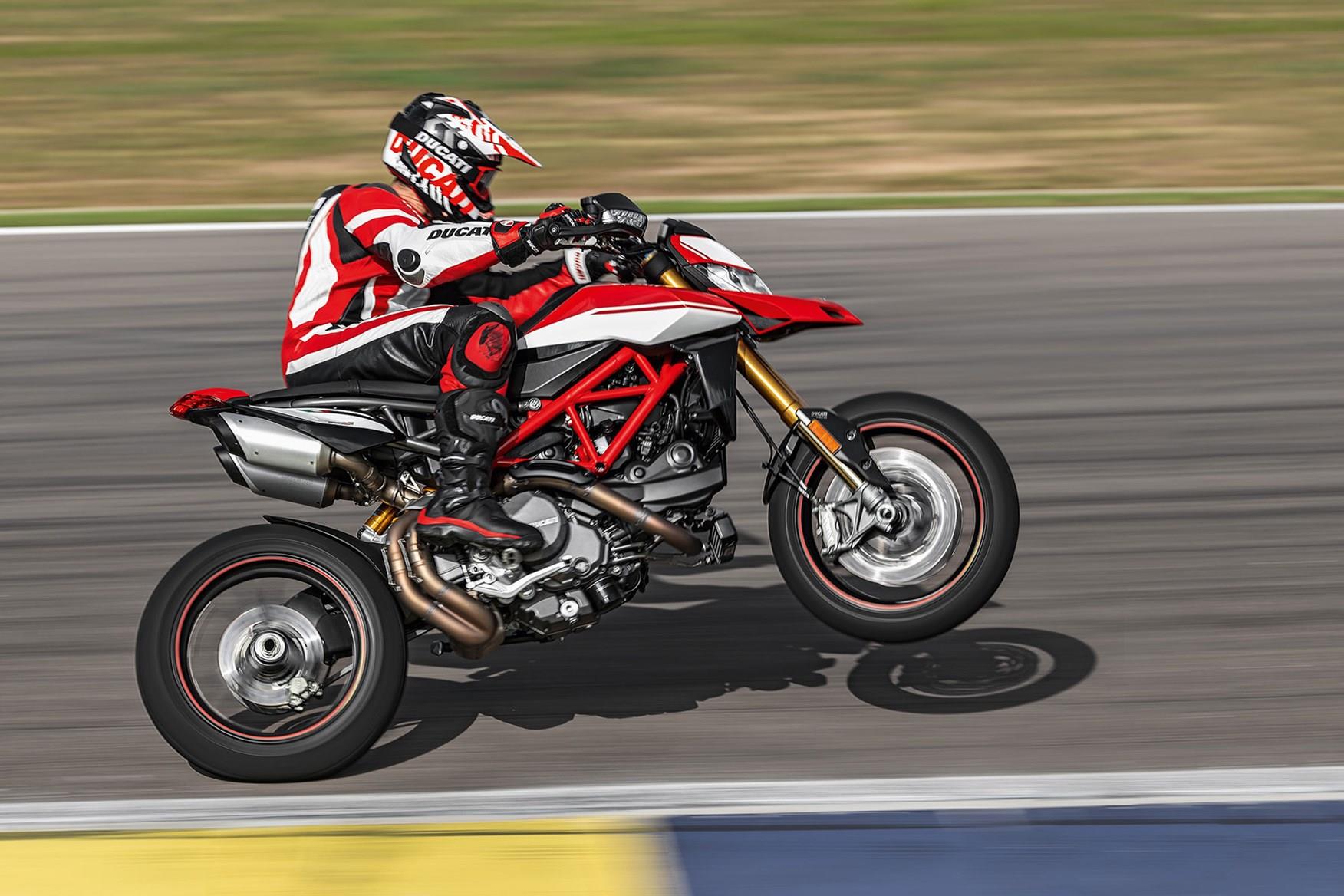 A Ducati Hypermotard 950 wheelie A Ducati Hypermotard 950 wheelie