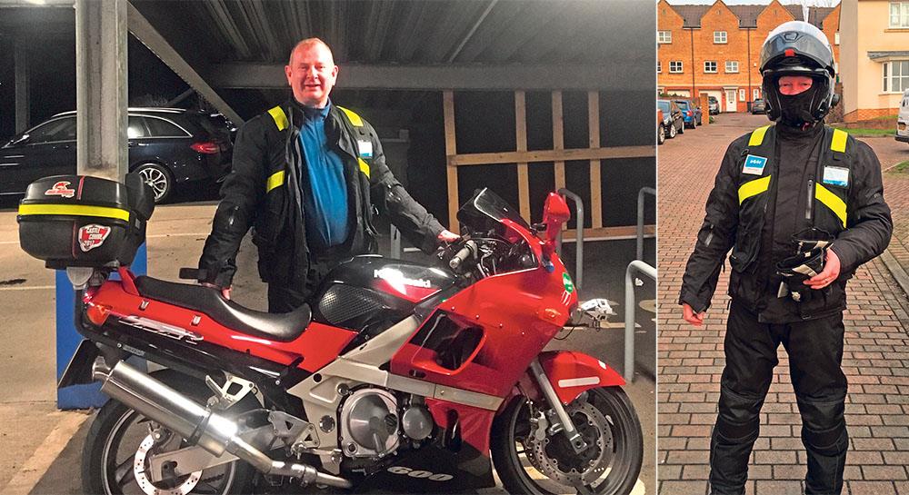 Richard Bentham with nike (left) and ready to ride Richard Bentham with nike (left) and ready to ride