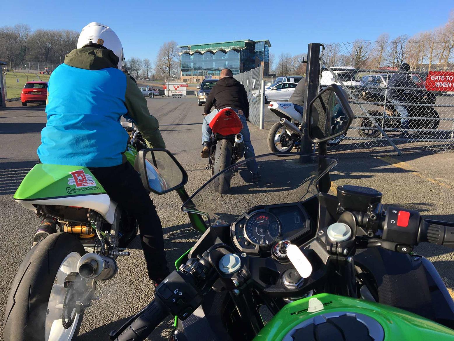 Waiting for noise testing on the Kawasaki Ninja 400 Waiting for noise testing on the Kawasaki Ninja 400