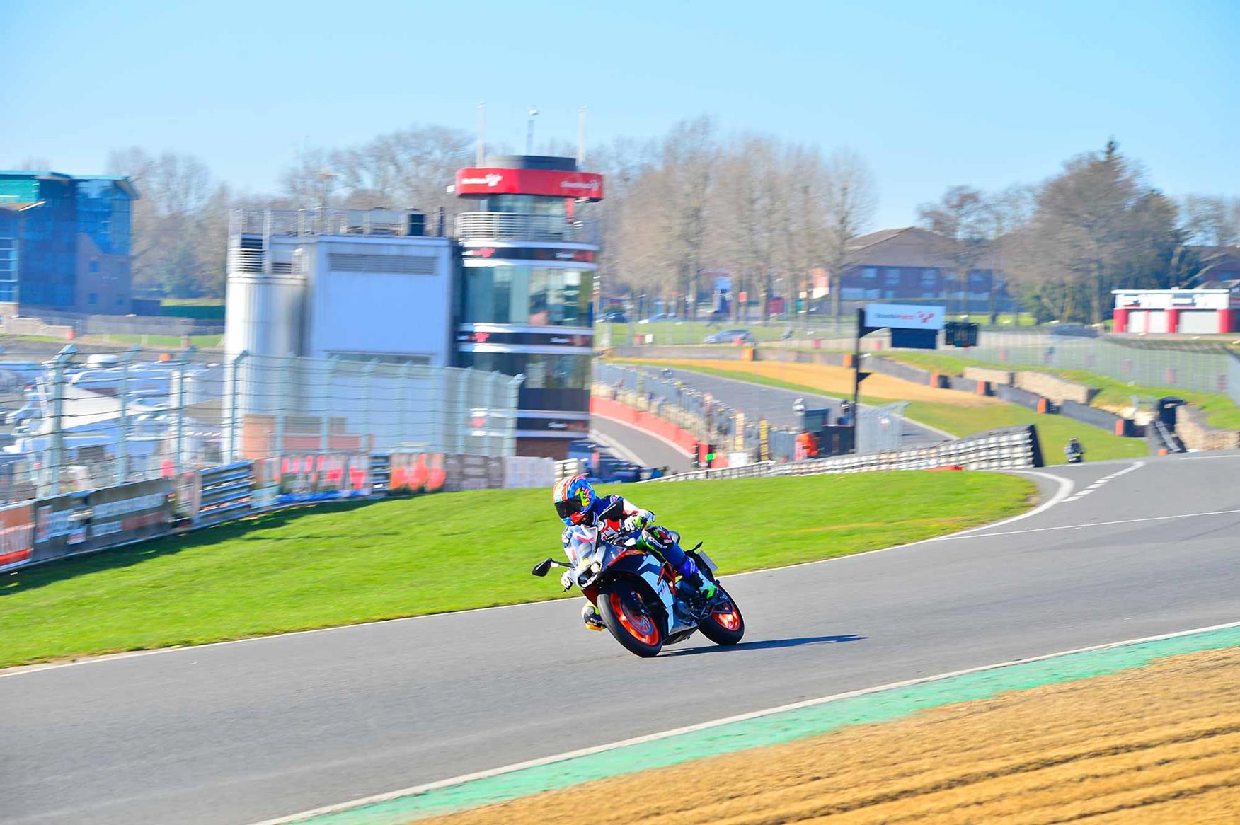 Entering Paddock Hill bend on the KTM Entering Paddock Hill bend on the KTM