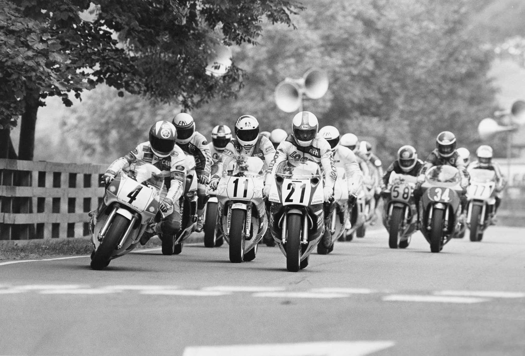 Carl Fogarty leads at Scarborough in 1989 Carl Fogarty leads at Scarborough in 1989