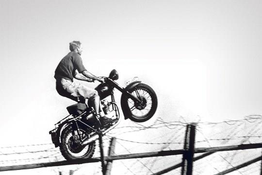 The famous jump for freedom from The Great Escape The famous jump for freedom from The Great Escape
