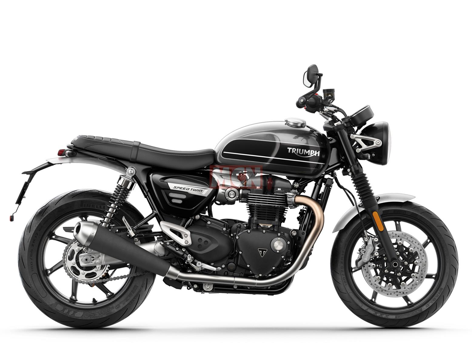 A side-on view of the Triumph Speed Twin A side-on view of the Triumph Speed Twin