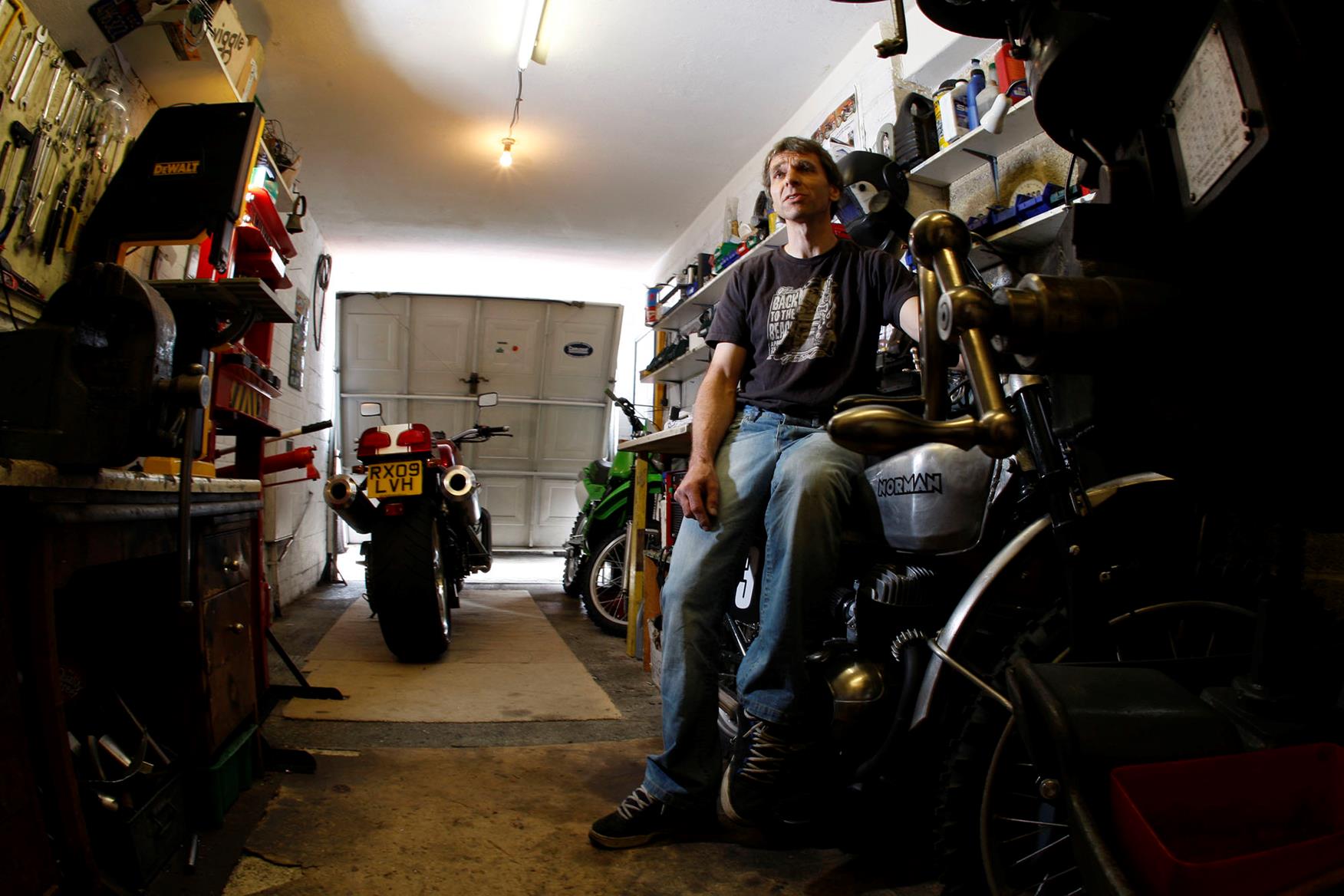 Allen Millyard in his single garage workshop Allen Millyard in his single garage workshop