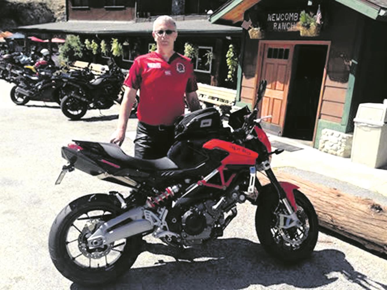 Malcolm with his Aprilia Shiver 750 Malcolm with his Aprilia Shiver 750