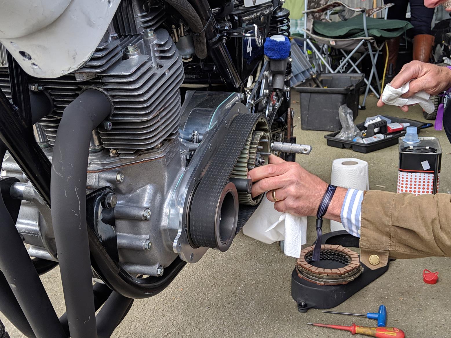 Working on a clutch ahead of practice on Saturday Working on a clutch ahead of practice on Saturday
