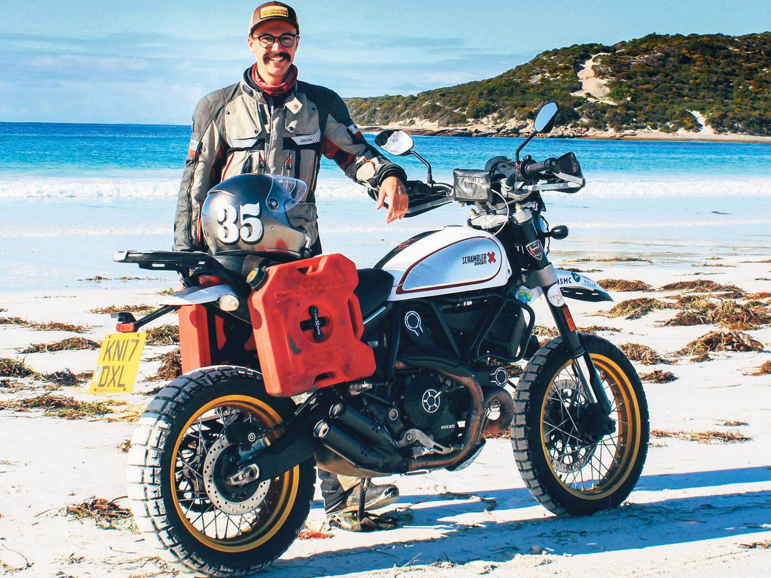 Henry Crew on his Ducati Scrambler Desert Sled Henry Crew on his Ducati Scrambler Desert Sled
