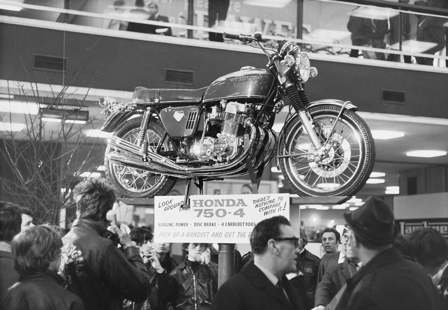 Honda CB750 on display in 1969 Honda CB750 on display in 1969