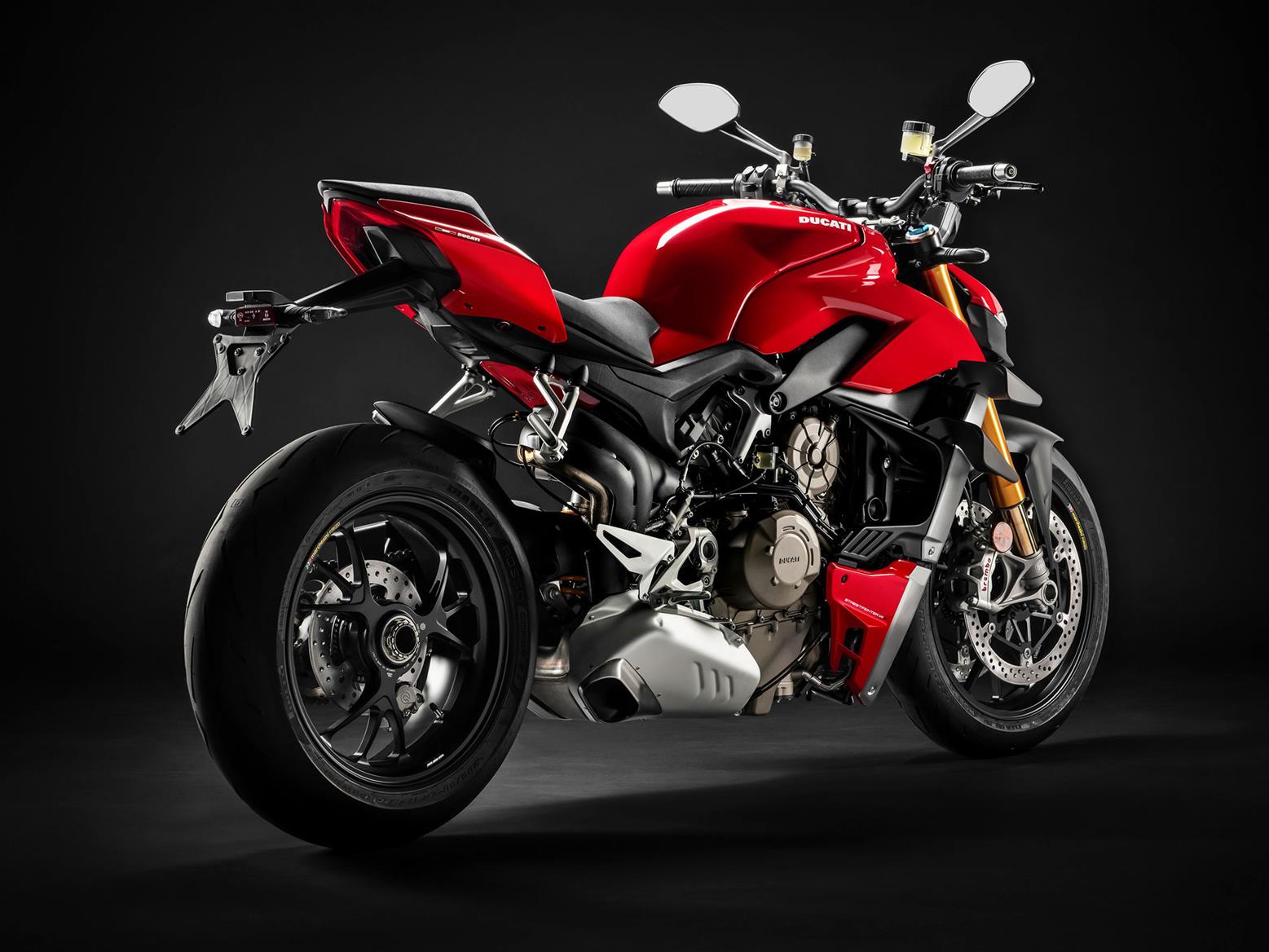 The Ducati Streetfighter V4's rear, including exhaust The Ducati Streetfighter V4's rear, including exhaust