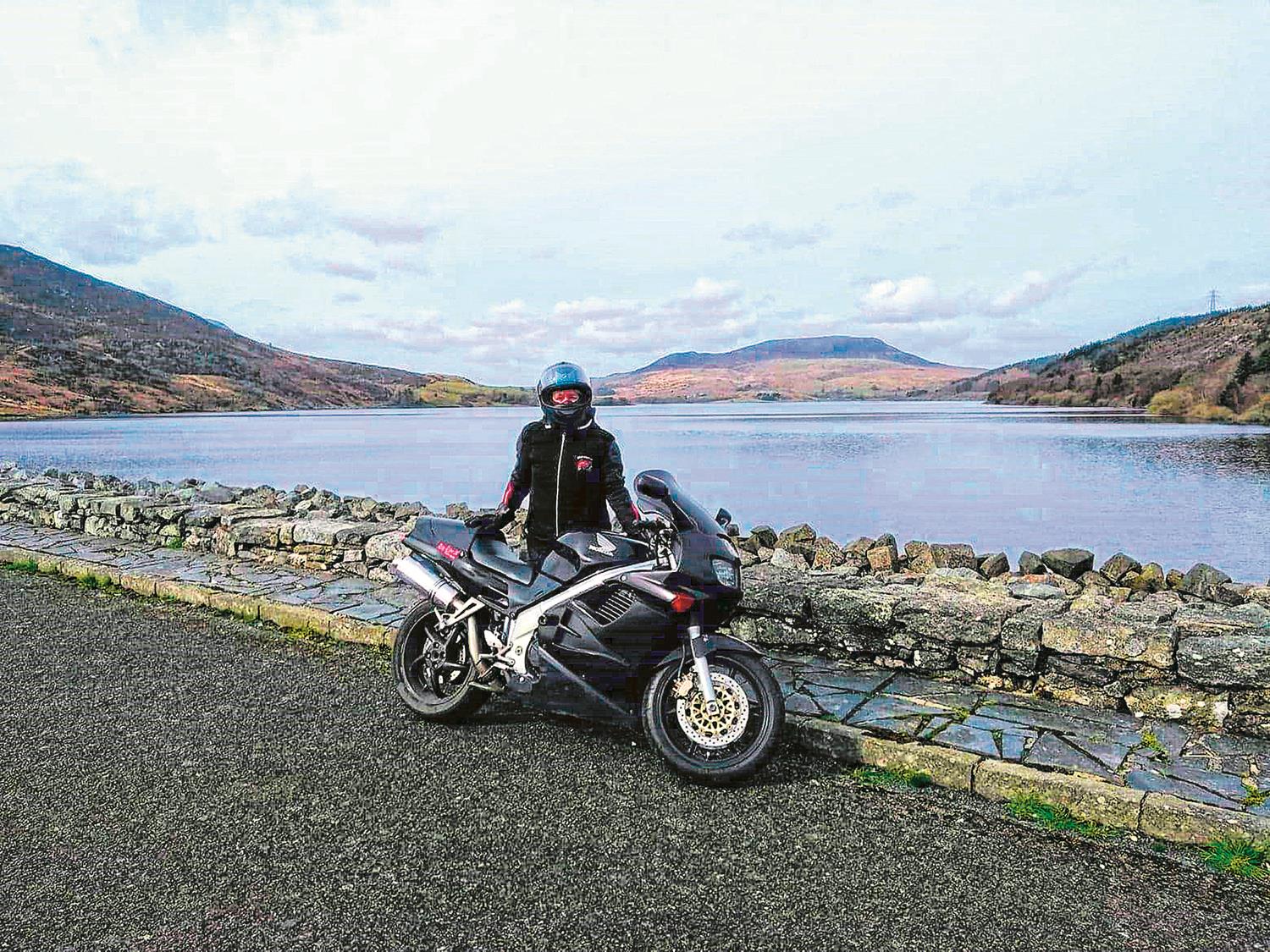 Gill James with her Honda VFR750 Gill James with her Honda VFR750