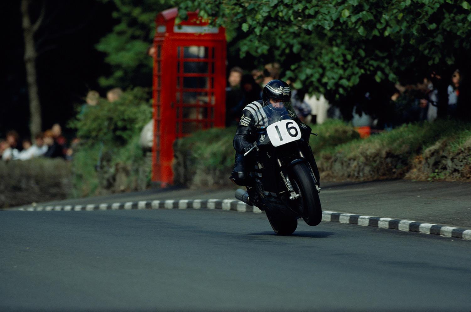 Robert Dunlop rides a JPS Norton at the Isle of Man TT Robert Dunlop rides a JPS Norton at the Isle of Man TT