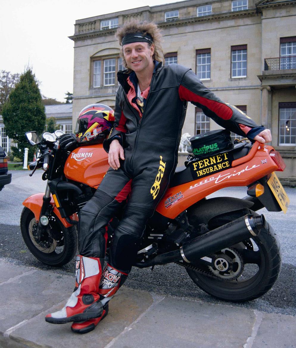 Nick Sanders poses with a Triumph Speed Triple Nick Sanders poses with a Triumph Speed Triple