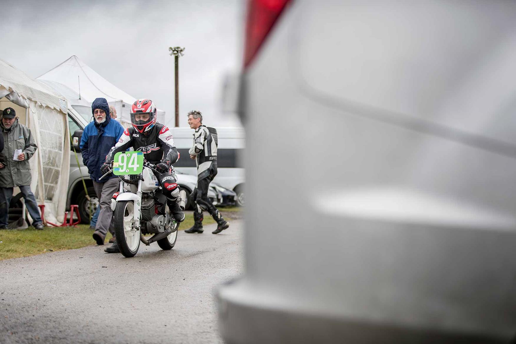 Leaving the paddock ready to race Leaving the paddock ready to race