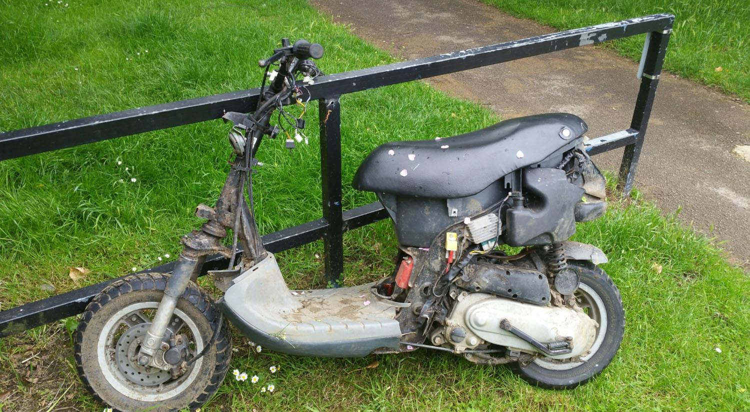 The moped was spotted being ridden antisocially The moped was spotted being ridden antisocially