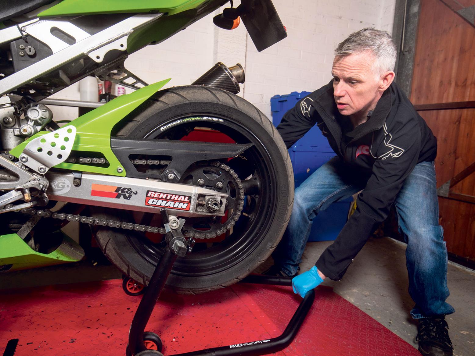 Get back wheel off the ground Get back wheel off the ground