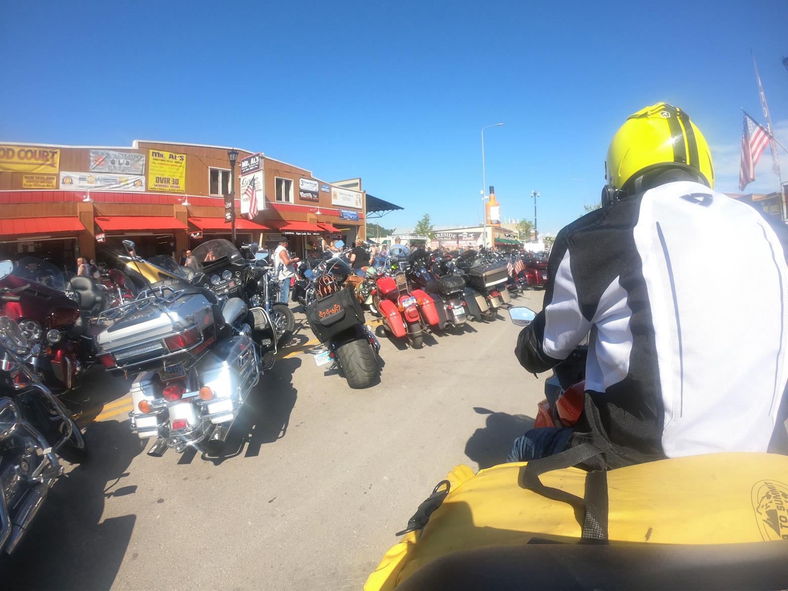 The bikes on Sturgis Main Street were almost all American and almost all Harleys The bikes on Sturgis Main Street were almost all American and almost all Harleys