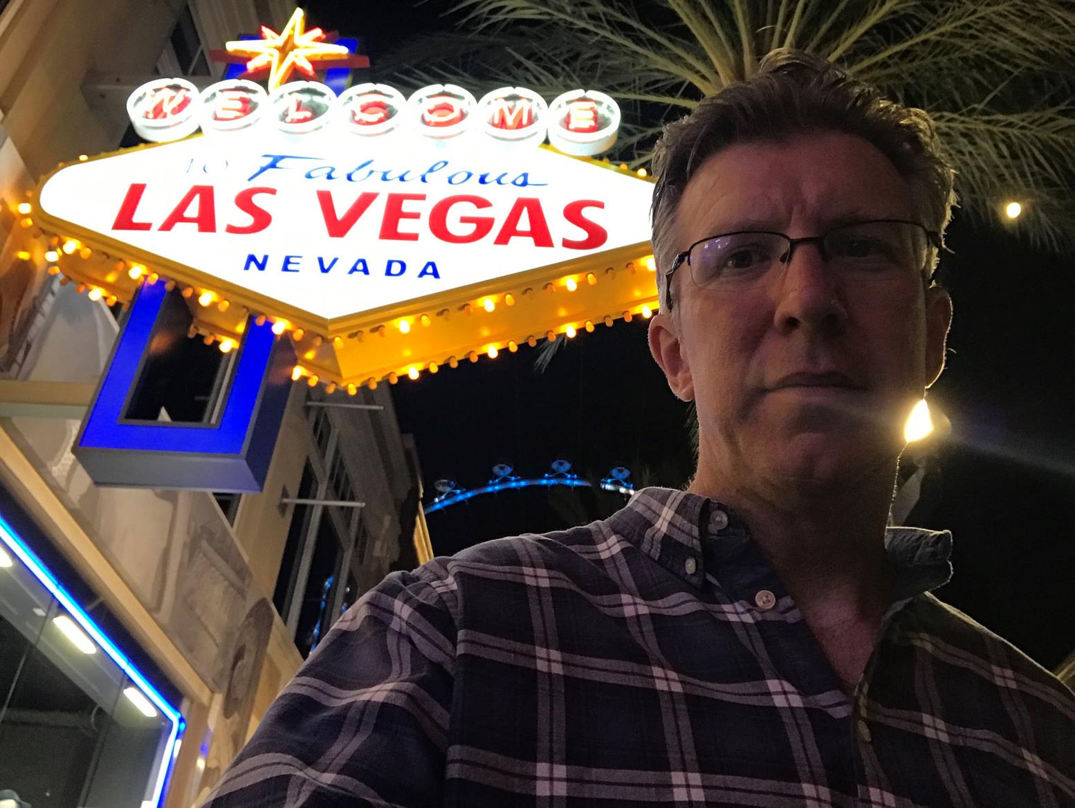 Selfie with Vegas sign Selfie with Vegas sign