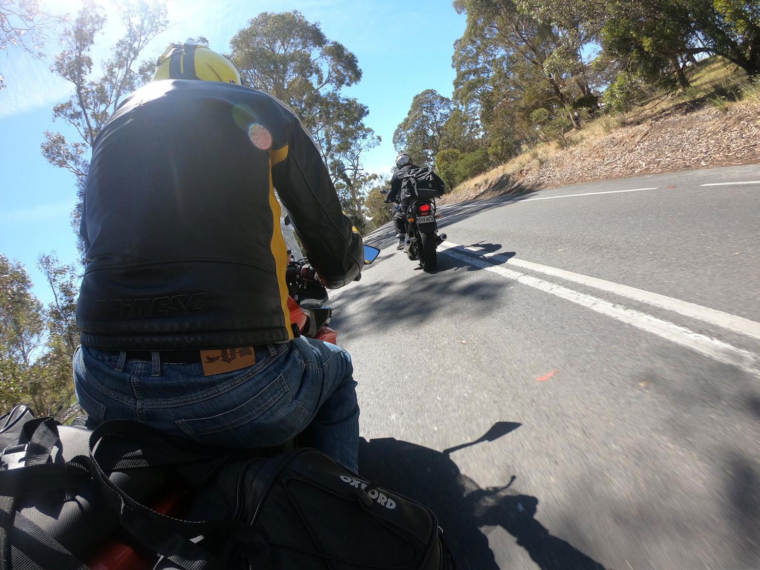 Simon Weir riding with his mate Gazza Simon Weir riding with his mate Gazza