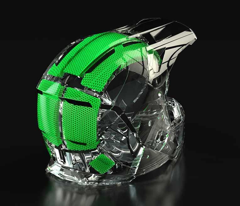A detailed view of the Klim helmet lining A detailed view of the Klim helmet lining
