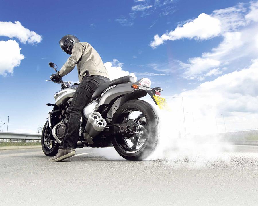 Doing a burnout on the Yamaha VMAX