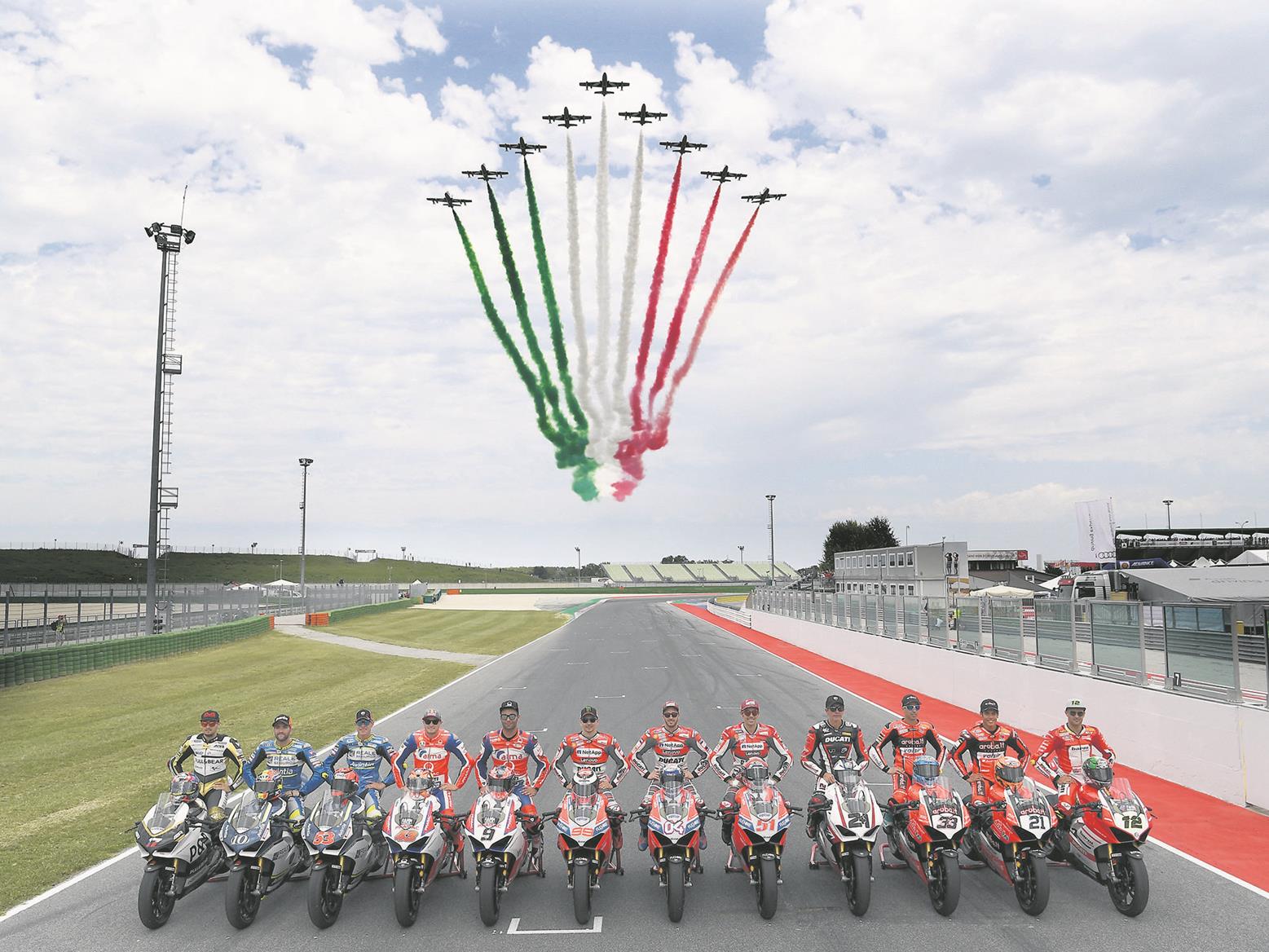 Racers ready themselves aboard Ducati Panigale V4s Racers ready themselves aboard Ducati Panigale V4s