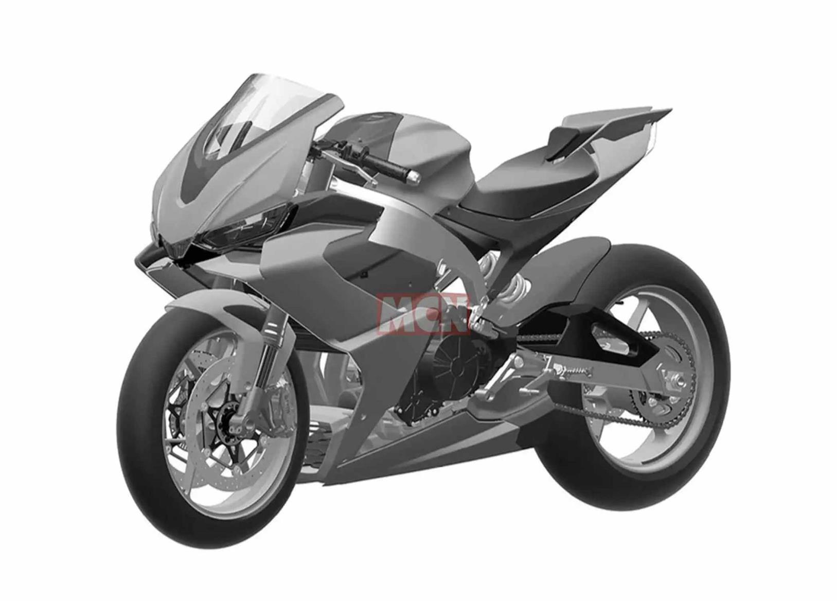 A frontal view of the Aprilia RS660 design patent A frontal view of the Aprilia RS660 design patent