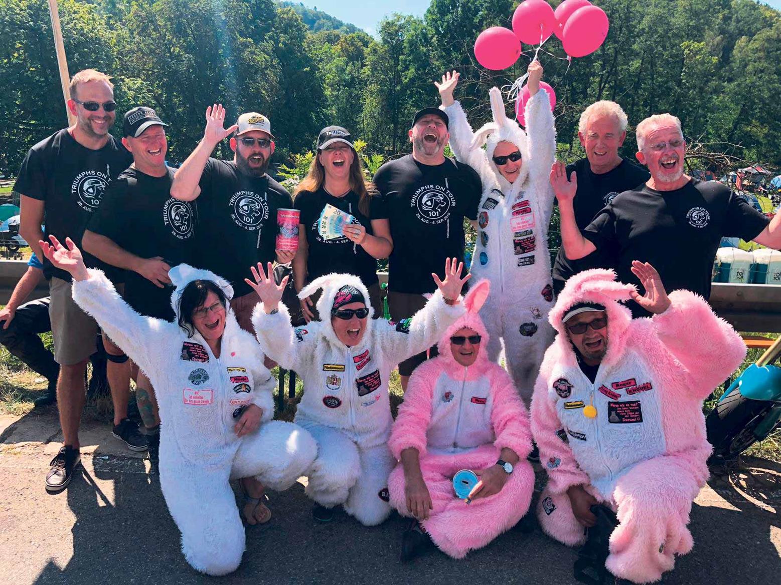 Riders dressed up during their ride to Glemseck Riders dressed up during their ride to Glemseck
