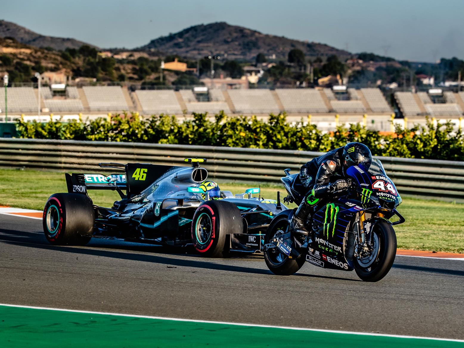 Valentino Rossi and Lewis Hamilton at Valencia Valentino Rossi and Lewis Hamilton at Valencia