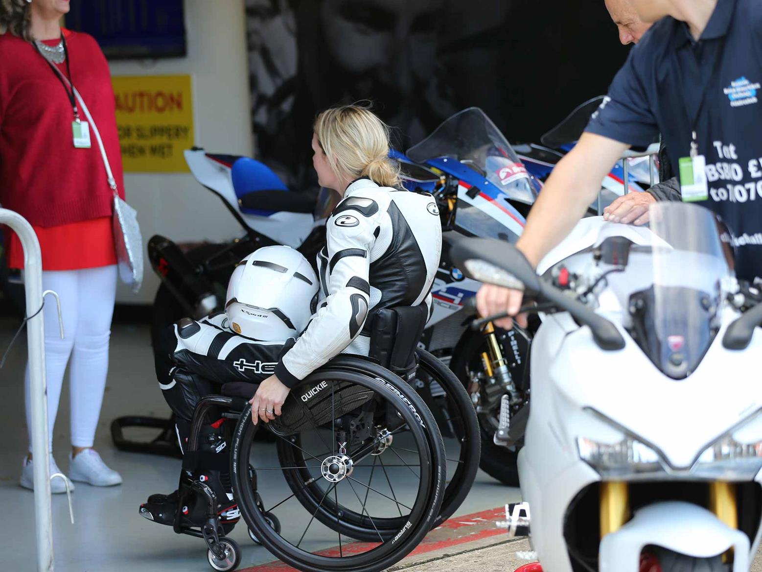 Claire will be completing the challenge in a helmet and gloves as well as leathers Claire will be completing the challenge in a helmet and gloves as well as leathers