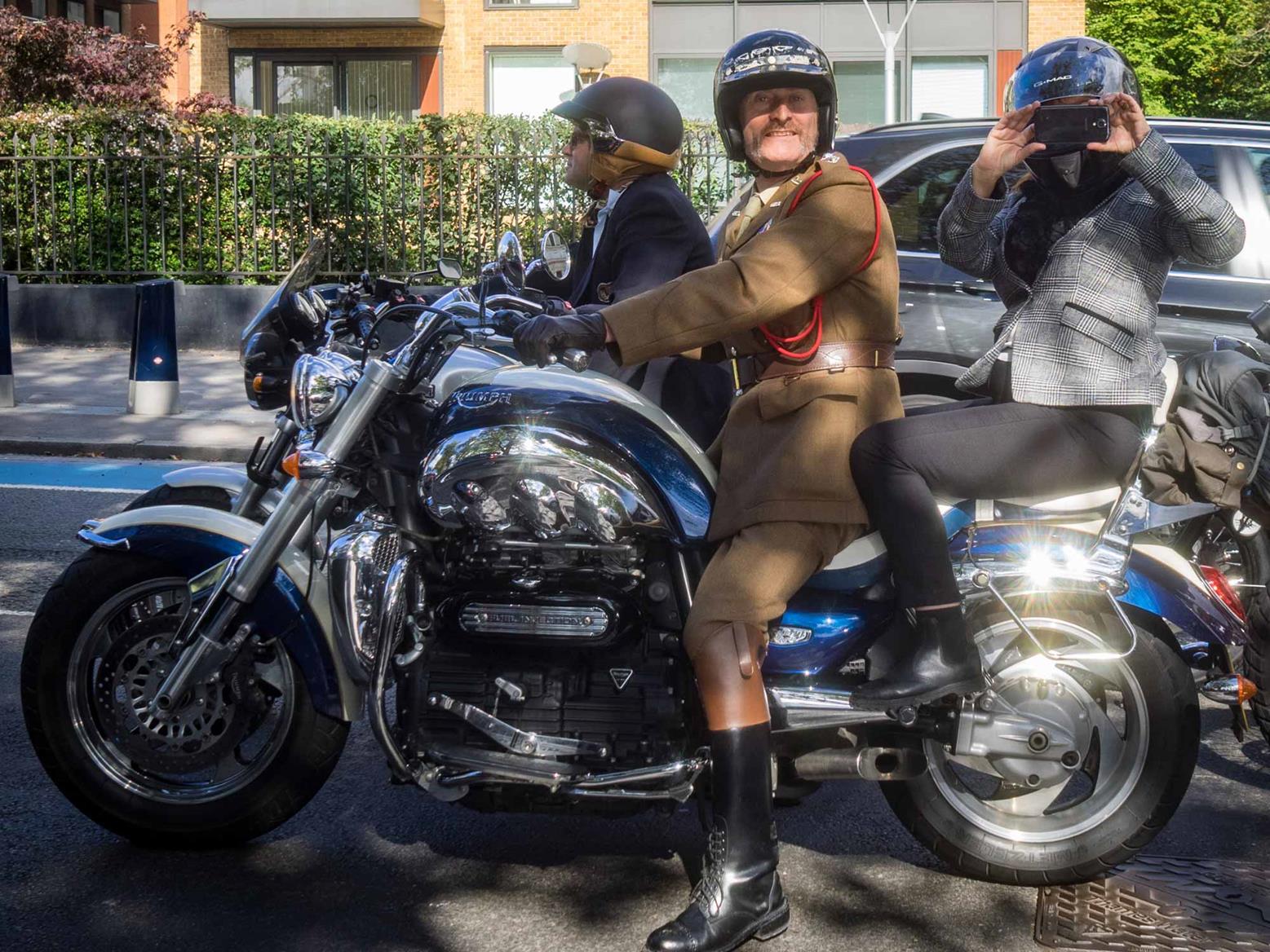 Riders are encouraged to wear military-inspired outfits Riders are encouraged to wear military-inspired outfits