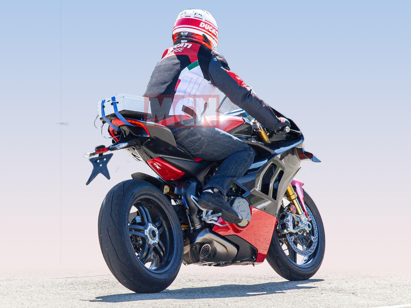Rear view of 2020 Ducati Panigale V4 Superleggera Rear view of 2020 Ducati Panigale V4 Superleggera