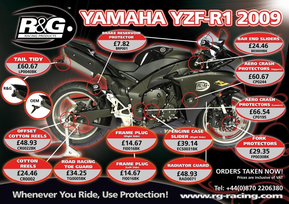 2009 Yamaha R1 bolt-ons from R&G |